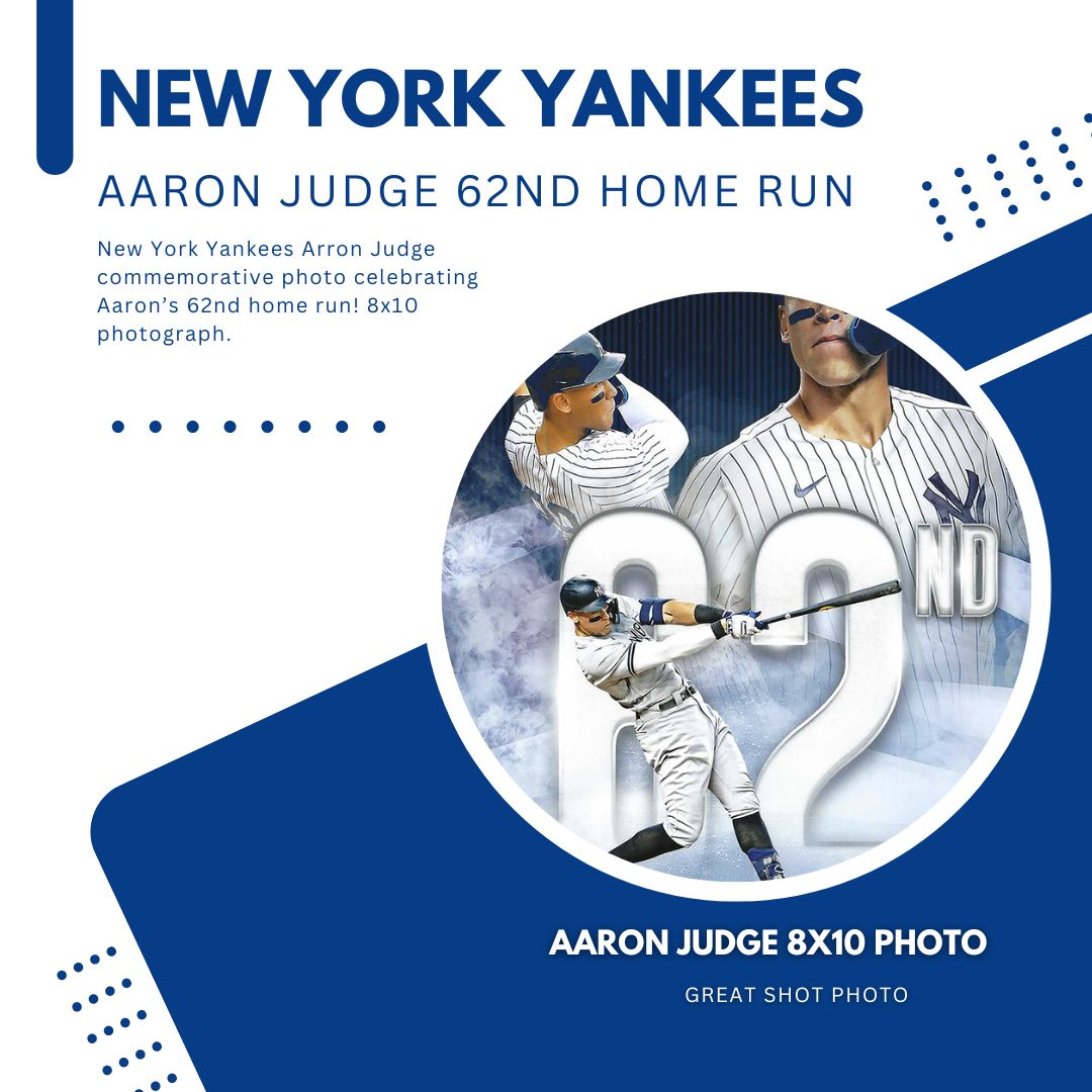 New York Yankees Arron Judge Hits Home Run 62, Commemorative Framed 8x10 Photo Picture