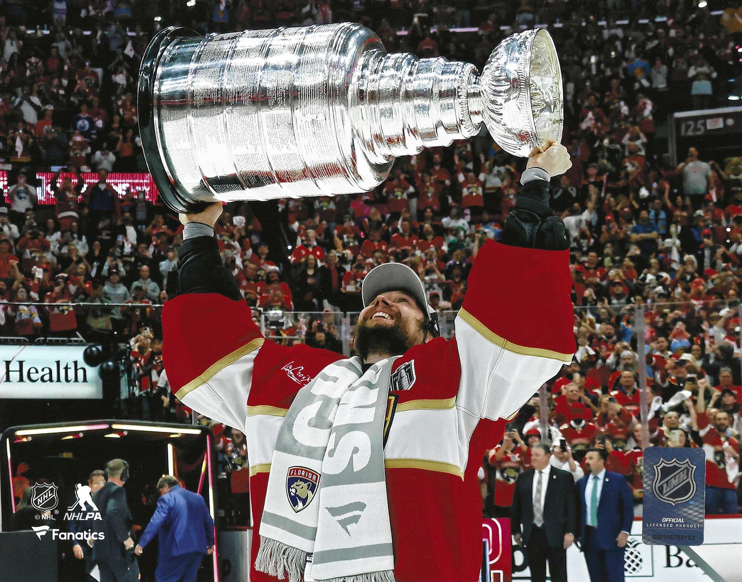 Florida Panthers Sergei Bobrovsky Holds The 2024 Stanley Cup 8x10 Photo Poster