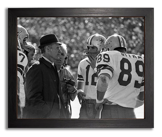 Dallas Cowboys Coach Tom Landry with Roger Staubach And Mike Ditka Framed 8x10 Photo, Picture.