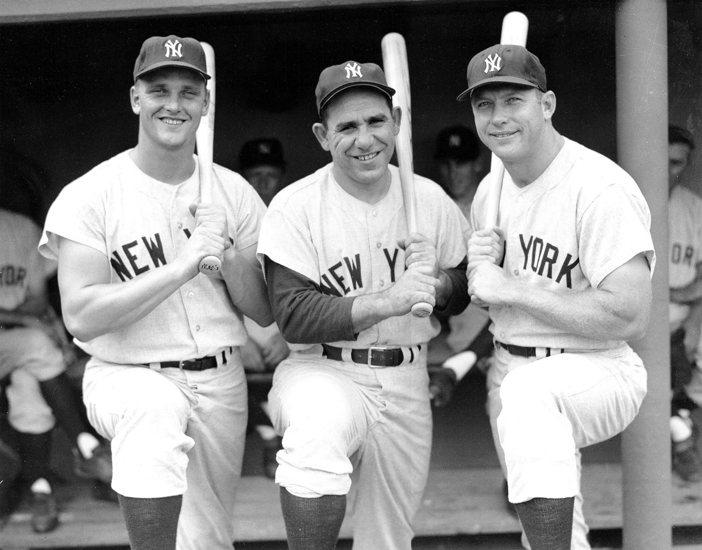 New York Yankees Roger Maris, Yogi Berra, And Mickey Mantle together in 1961. 11x14 Photo Poster