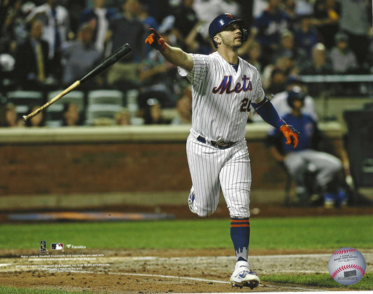 New York Mets Pete Alonso At The Plate Bat Flip Action 8x10 Photo Picture