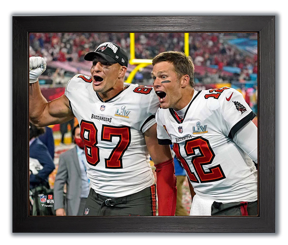 The Tampa Bay Bucceneers Tom Brady And Rob Gronkowski Victory Celebration Framed 8x10 Photo