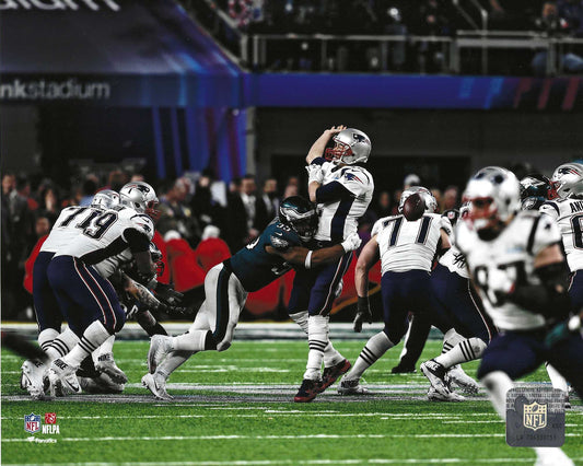 Philadelphia Eagles Brandon Gram Strips the Ball From Tom Brady During S.B. 52. 8x10 Photo Picture