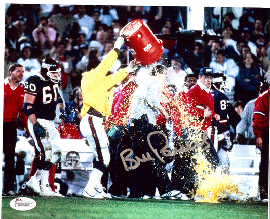 New York Giants Bill Parcells Hall Of Fame Head Coach Autographed Infamous Gatorade Bucket Dump 8x10 Photo
