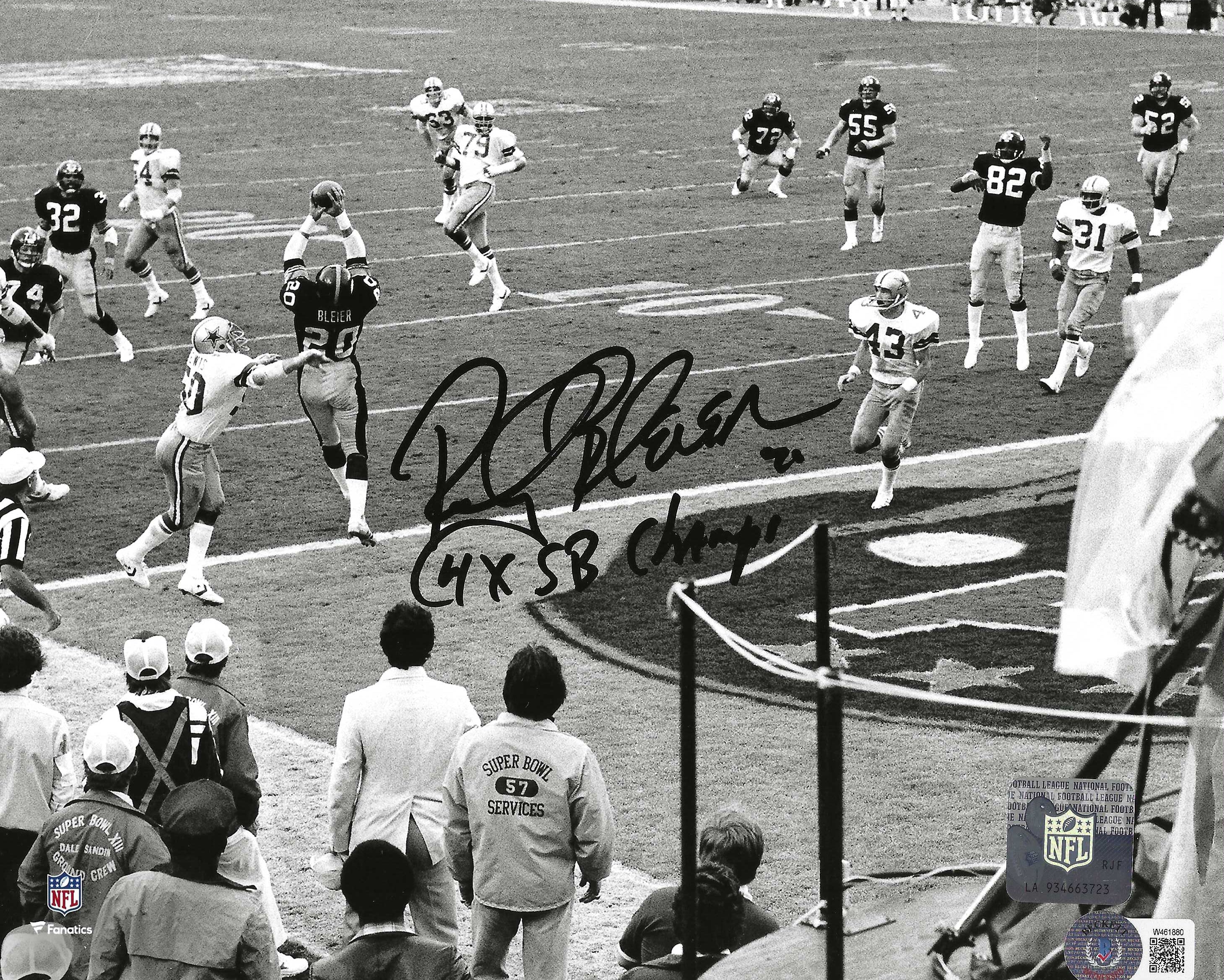 Autographed ROCKY BLEIER 8X10 photo Pittsburgh Steelers