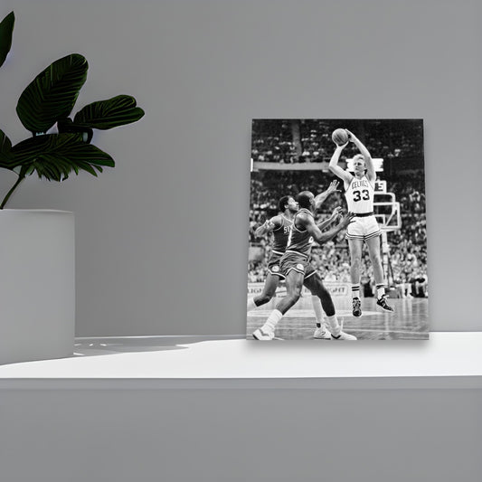 Boston Celtics Larry Bird Shoots Over Dr. J. In 1985 11x14 Photo Poster