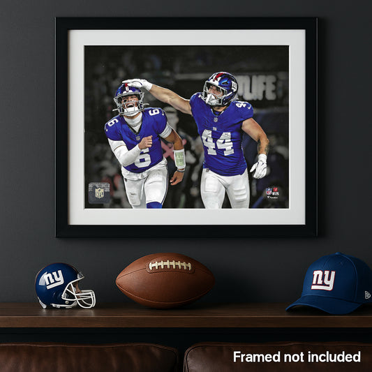 Jaxson Dart & Cam Skattebo New York Giants End Zone Celebration 8x10 Photo Poster