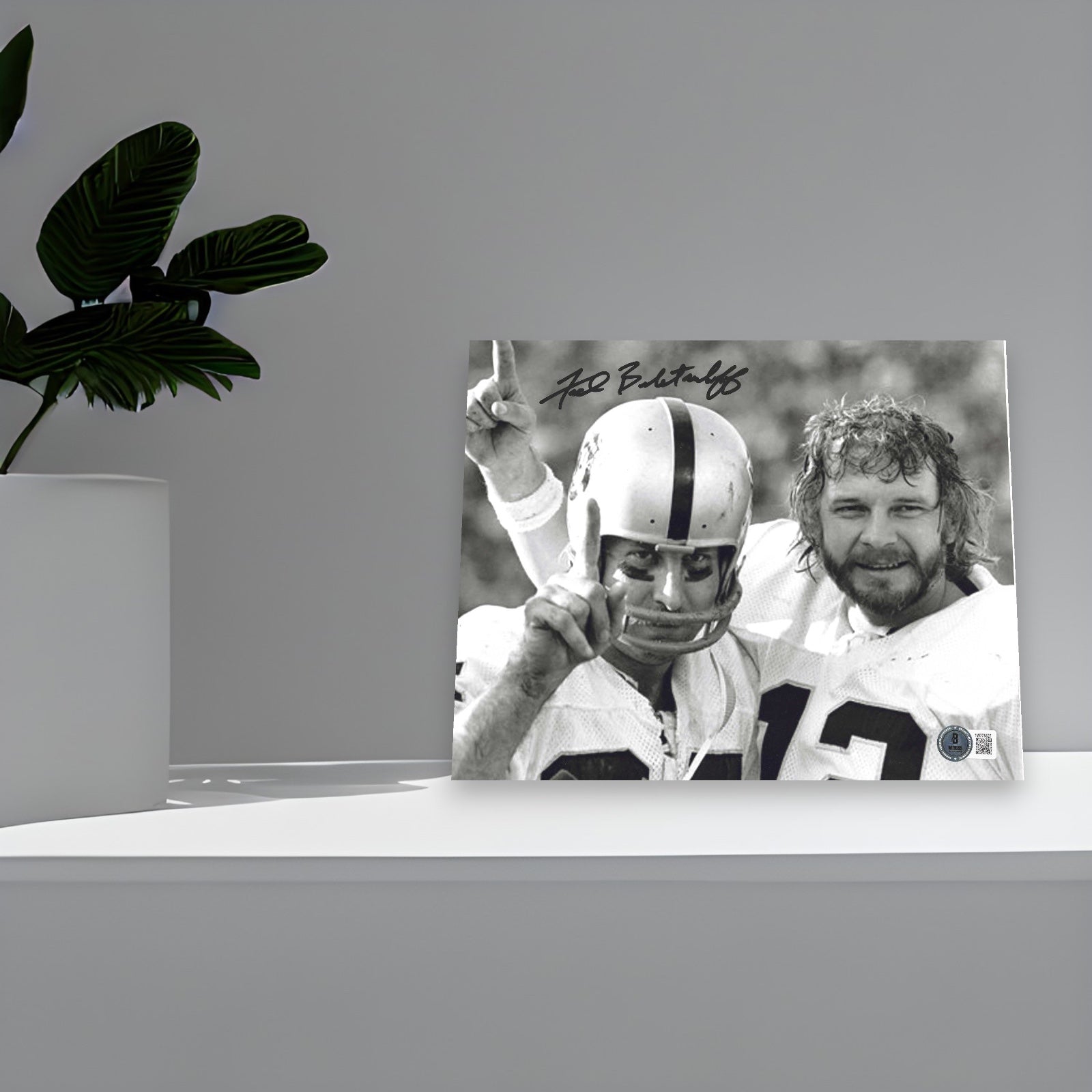 Introducing the Oakland Raiders Fred Biletnikoff and Ken Stabler Together 8x10 Photograph. Hand signed by Fred Biletnikoff, and certified by Beckets. As if one legendary Raider player wasn't enough, this photograph captures two of the greatest players in team history in one flawless shot.
