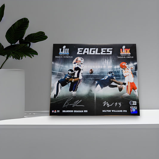 Philadelphia Eagles Brandon Graham & Milton Williams Autographed 11x14 Photo Poster