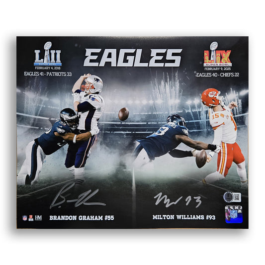 Philadelphia Eagles Brandon Graham & Milton Williams Autographed 11x14 Photo Poster