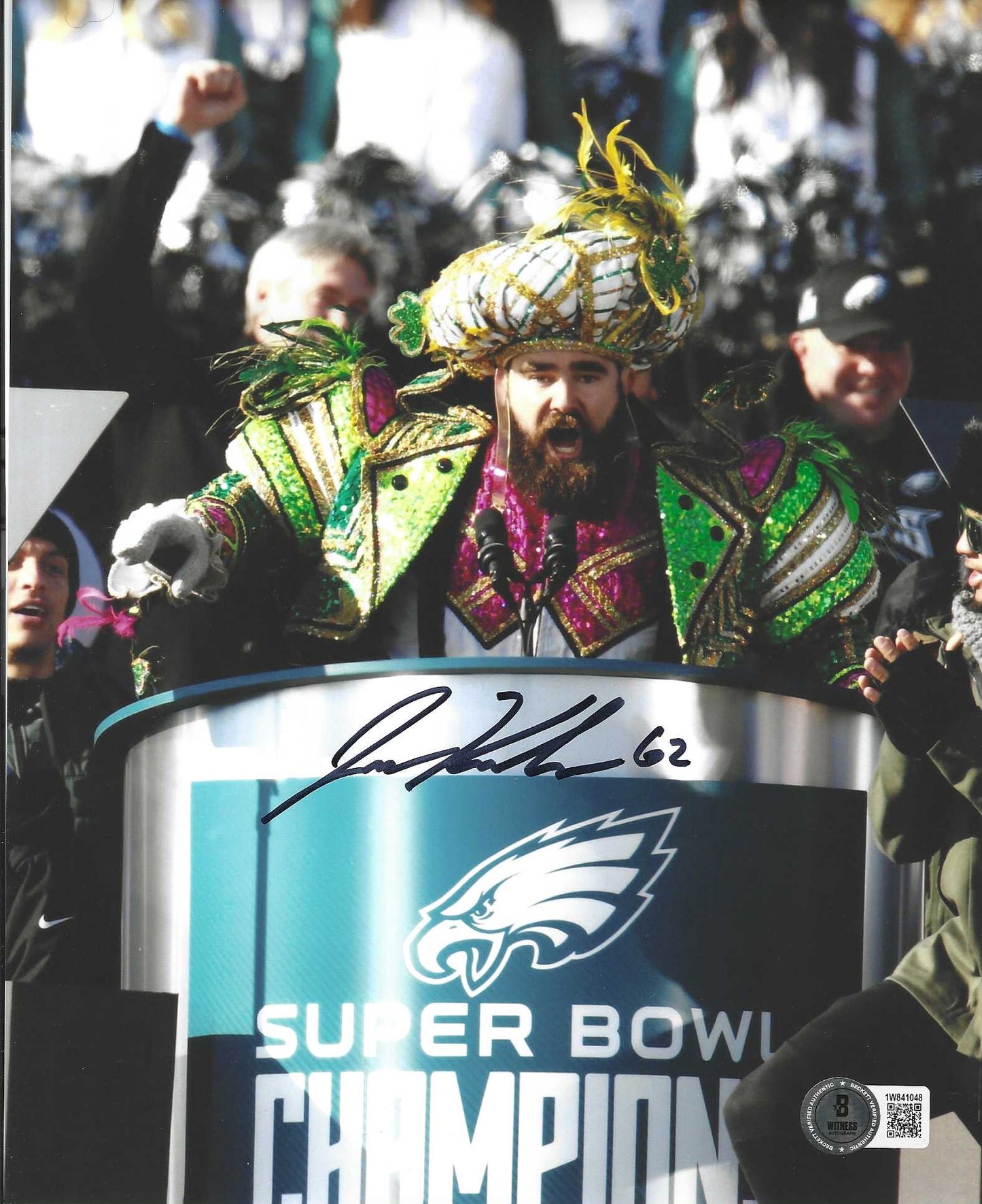 Philadelphia Eagles Jason Kelce Super Bowl Celebration Autographed 8x10 Photo Picture