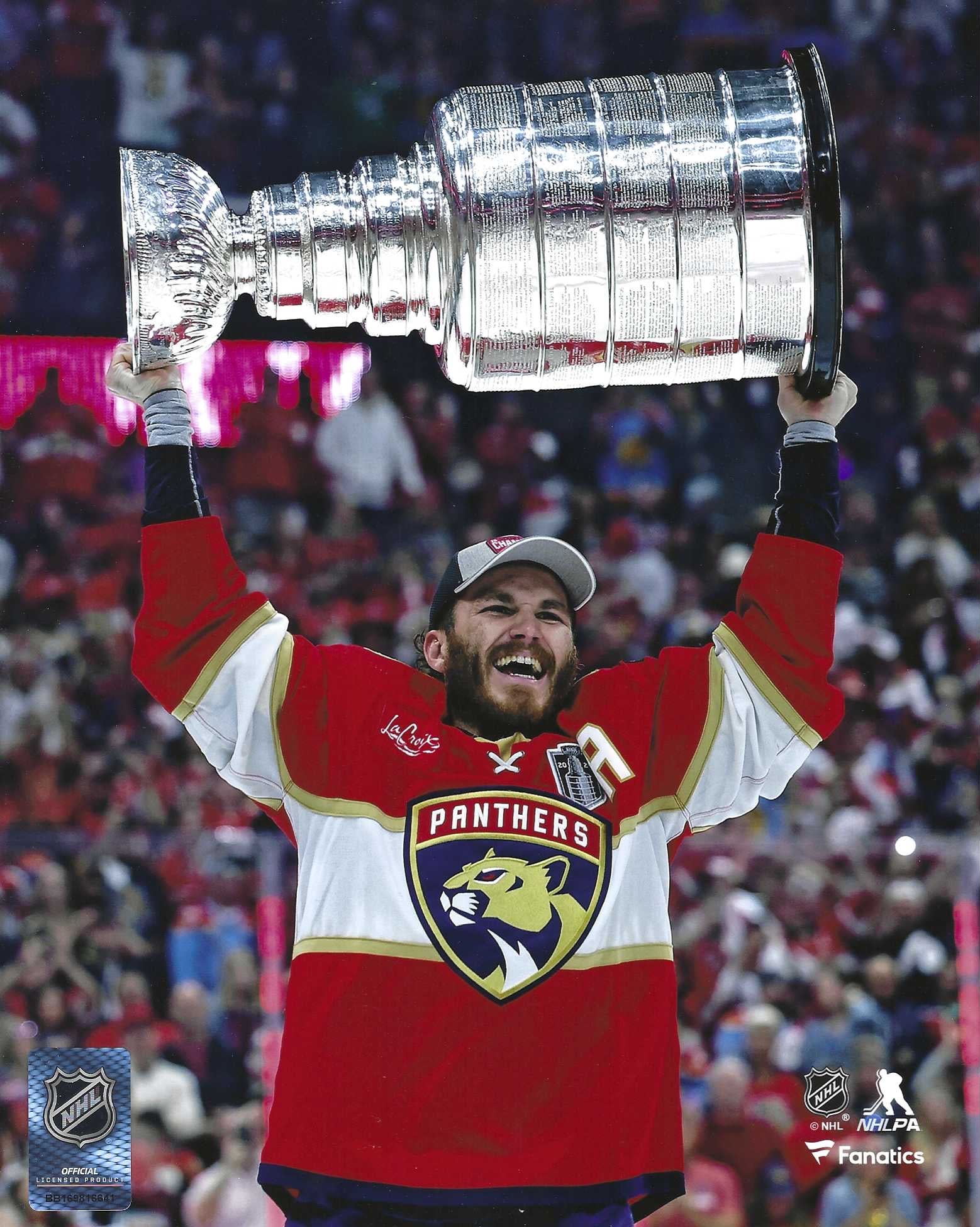 The Florida Panthers Matthew Tkachuk Holding the Stanley Cup 8x10 Photo Poster