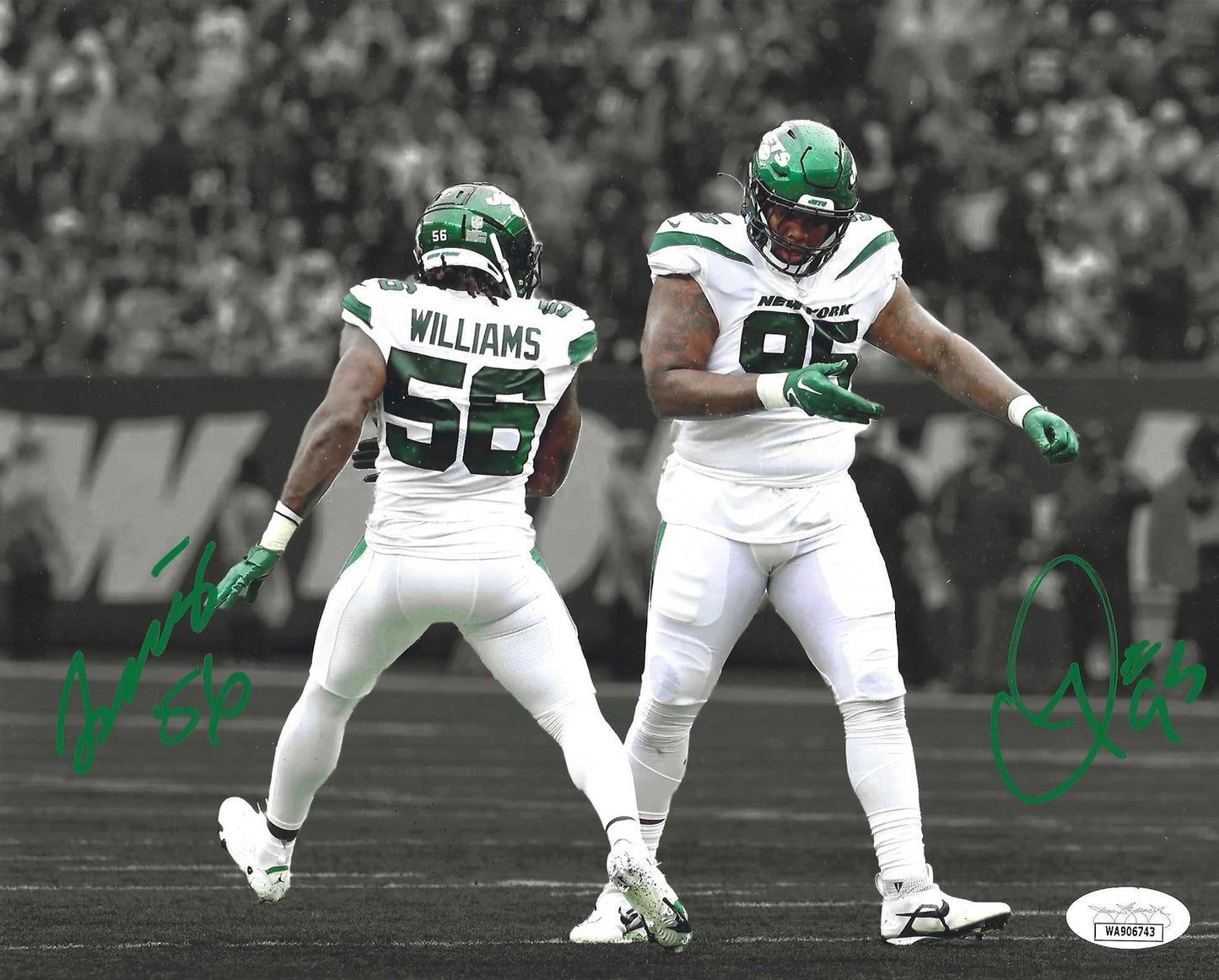 New York Jets Quinnen & Quincy Williams Together Spot Light Autographed 8x10 Photo Picture
