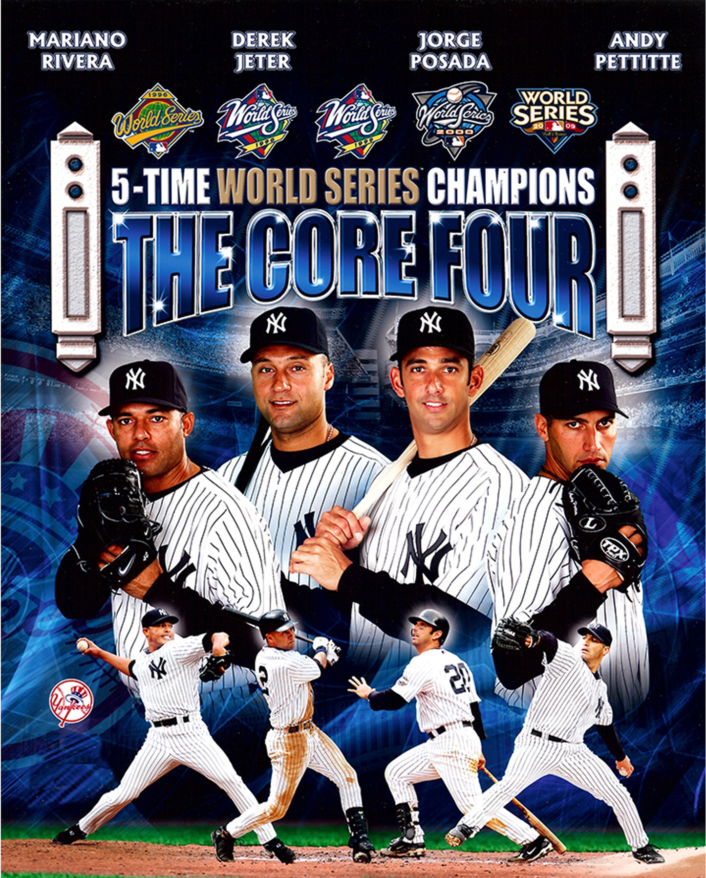 The Core 4 of New York A 8x10 Photo of the New York Yankees Derek Jeter, Mariano Rivera, Andy Pettitte, and Jorge Posada