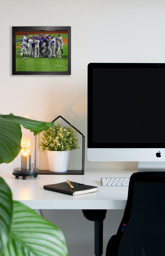 Los Angeles Dodgers "Group Hug" Celebrating Winning The 2024 World Series Framed 8x10 Photo Poster