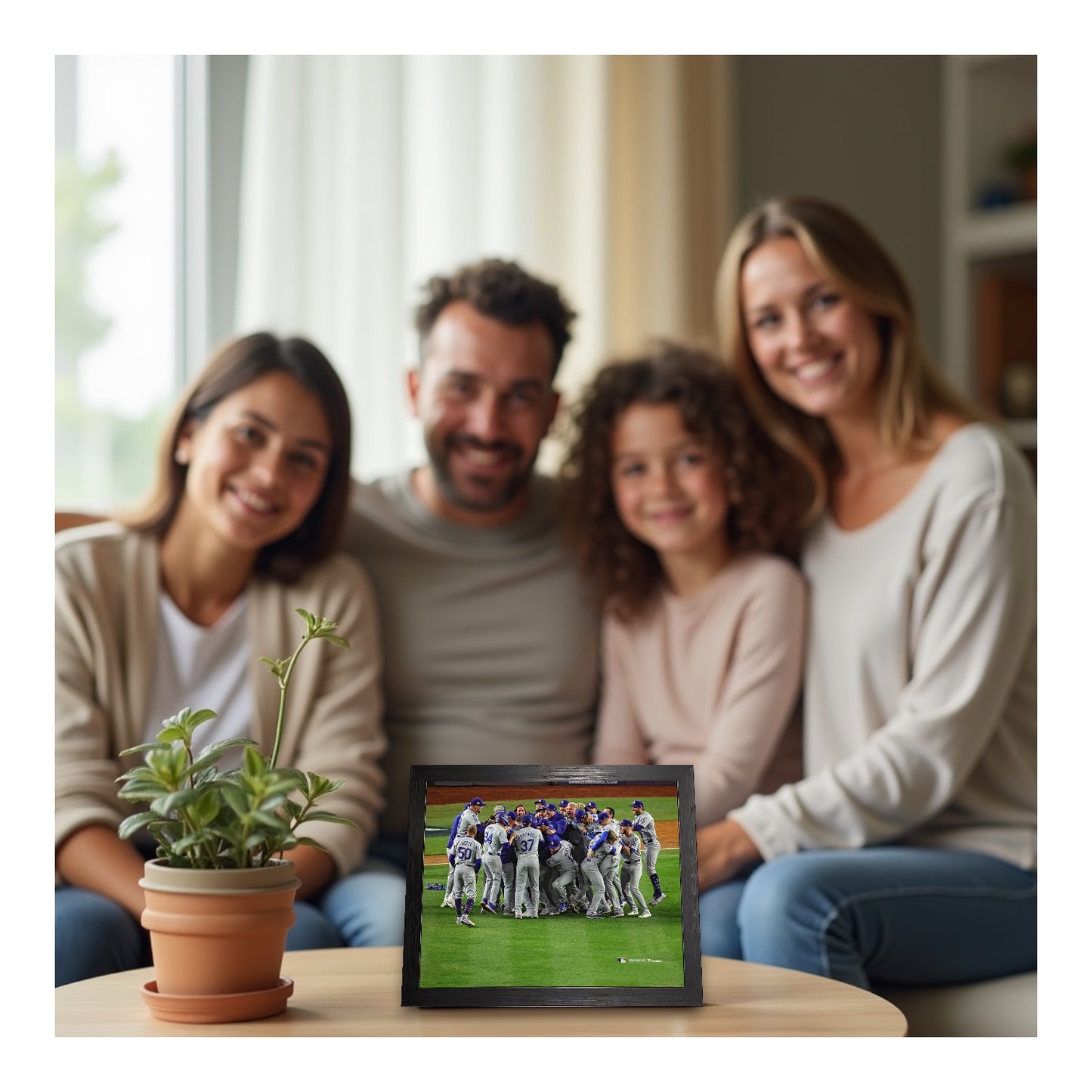 Los Angeles Dodgers "Group Hug" Celebrating  Winning The 2024 World Series  Framed 8x10 Photo Poster