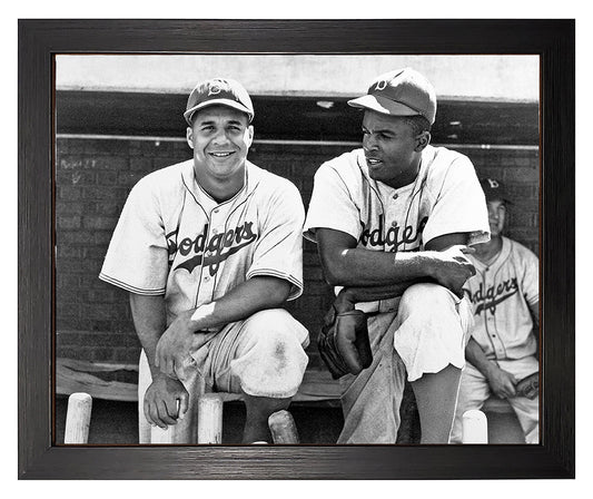 Brooklyn Dodgers Jackie Robinson And Roy Campanella In 1948 Framed 8x10 Photograph