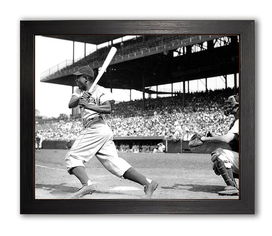 Brooklyn Dodgers Jackie Robinson at The Plate In 1948 Framed 8x10 Photograph