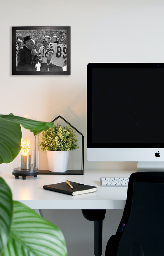 Dallas Cowboys Coach Tom Landry with Roger Staubach And Mike Ditka Framed 8x10 Photo, Picture.