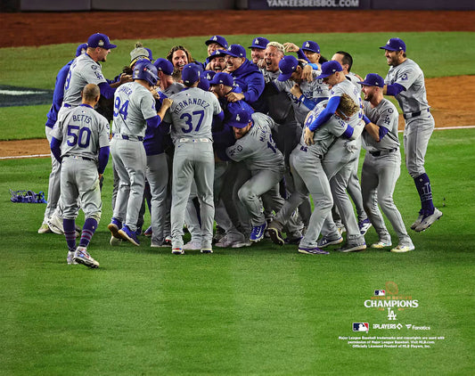 Los Angeles Dodgers "Group Hug" Celebrating Winning The 2024 World Series 8x10 Photo Poster