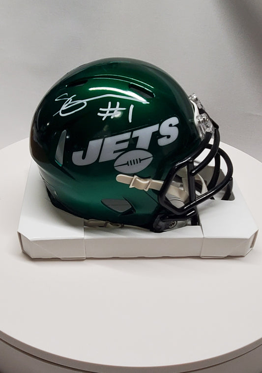 New York Jets Sauce Gardner Autographed New York Jets Mini Helmet