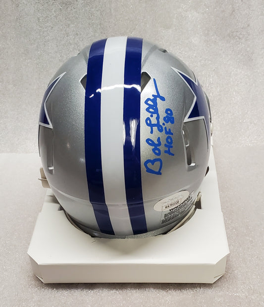 Dallas Cowboys Legend Bob Lilly Autographed Cowboys Mini Helmet With The 'HOF 80' Inscription. JSA Certified