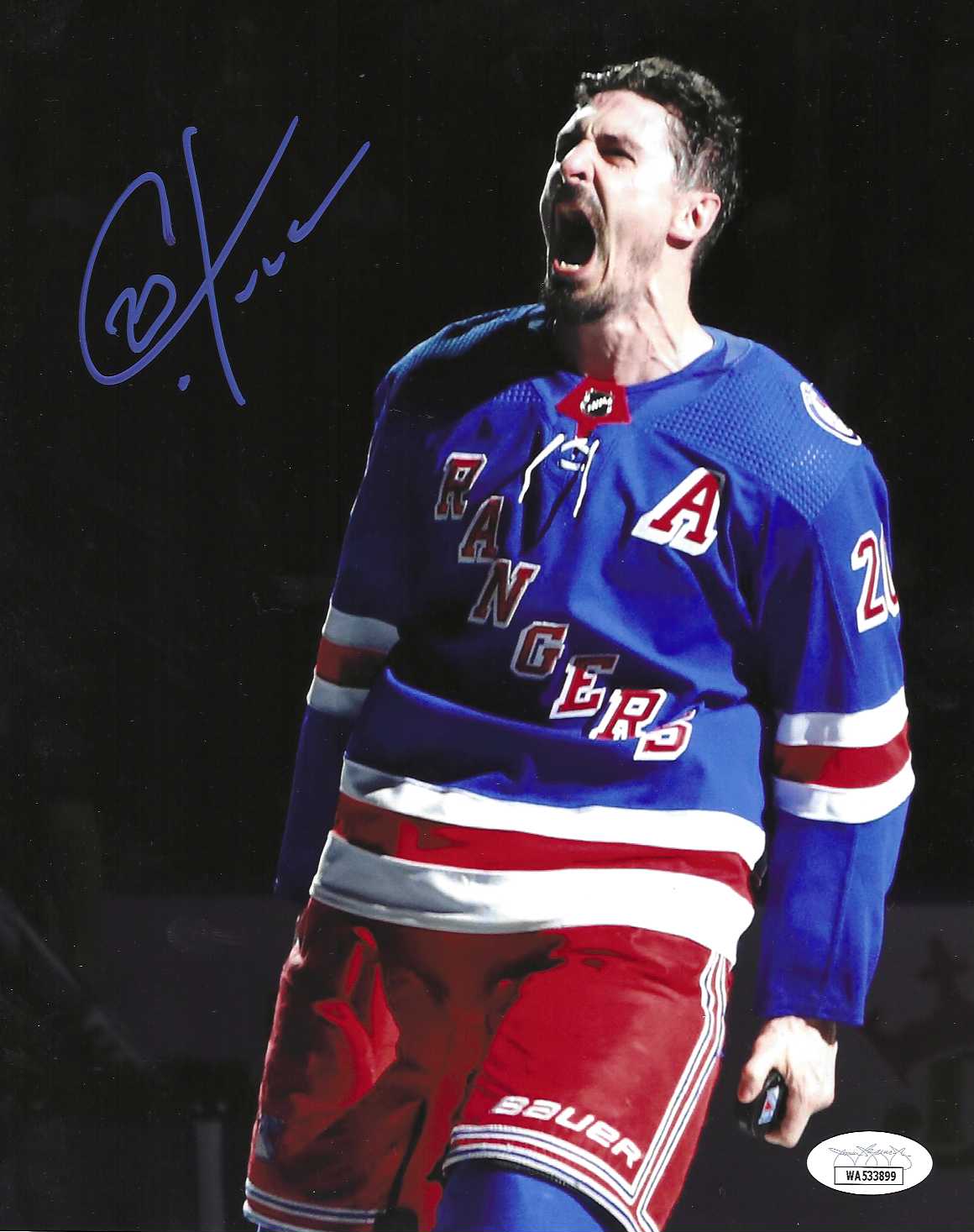 New York Rangers Chris Krieder Aurographed 8x10 Celebration Photo