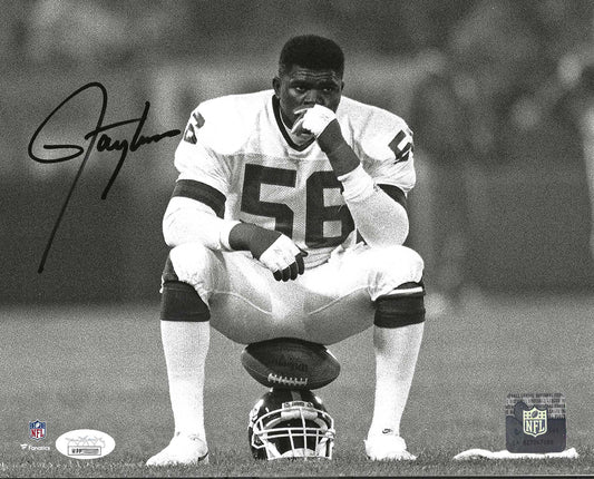 New York Giants Lawrence Taylor Autographed 8x10 Photo Of LT Taking A Breather