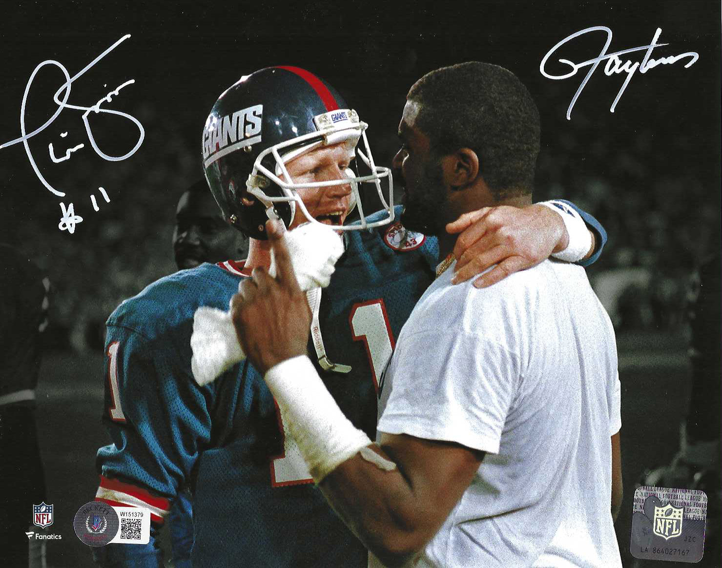 New York Giants Phil Simms & Lawrence Taylor Dual Autographed 8x10 Photo