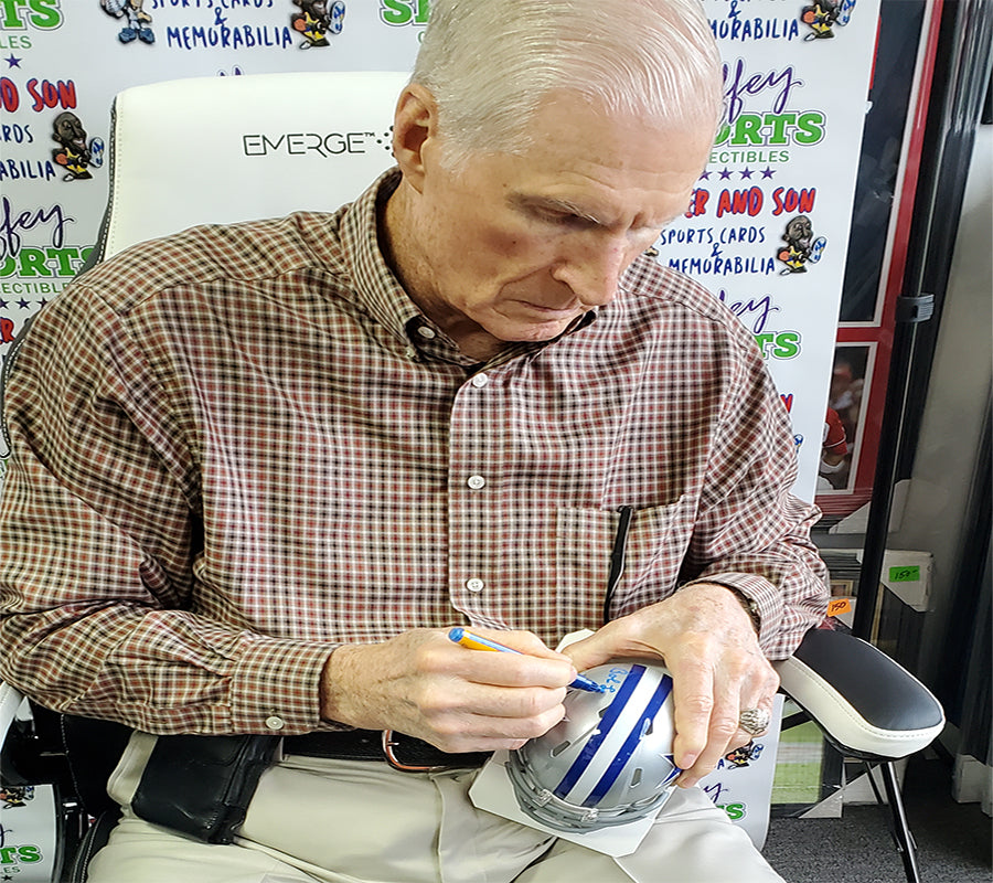 Dallas Cowboys Legend Bob Lilly Autographed Cowboys Mini Helmet With The 'HOF 80' Inscription. JSA Certified
