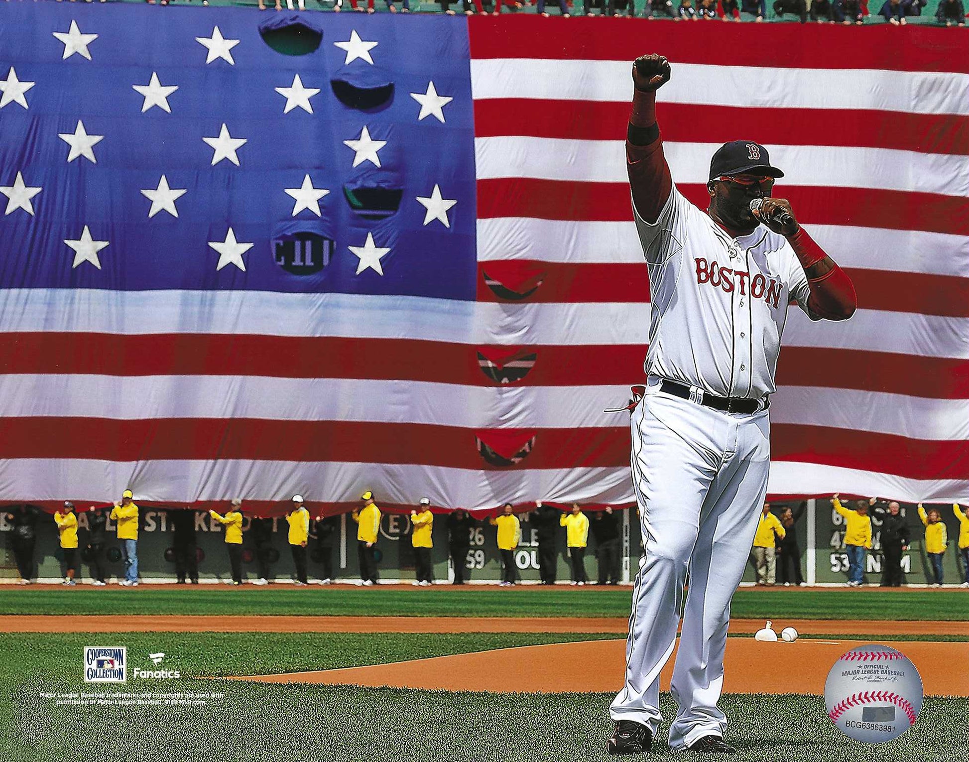 Boston Red Sox David Ortiz During His Pregame Speech On April 20, 2013 After the Bombing On Marathon Monday.8x10 Photo Picture