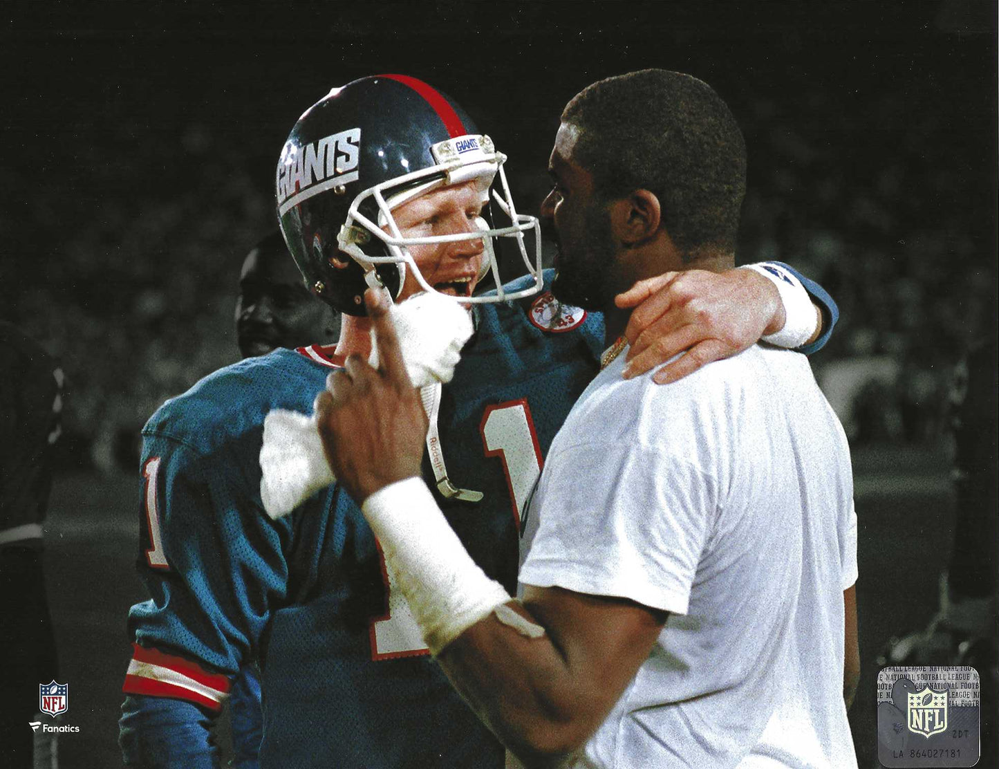 New York Giants Phil Simms & Lawrence Taylor Celebrating A Victory After A Game 8x10 Photo Picture