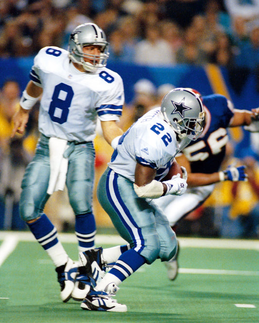 Dallas Cowboys Troy Aikman And Emmitt Smith Action 8x10 Photo