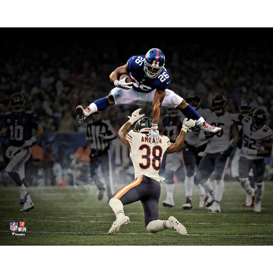 New York Giants Saquon Barkley Hurdles Over The Bears 8x10 Photo