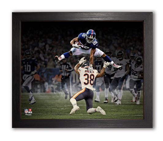 New York Giants Saquon Barkley Hurdles Over The Bears 8x10 Framed Photo