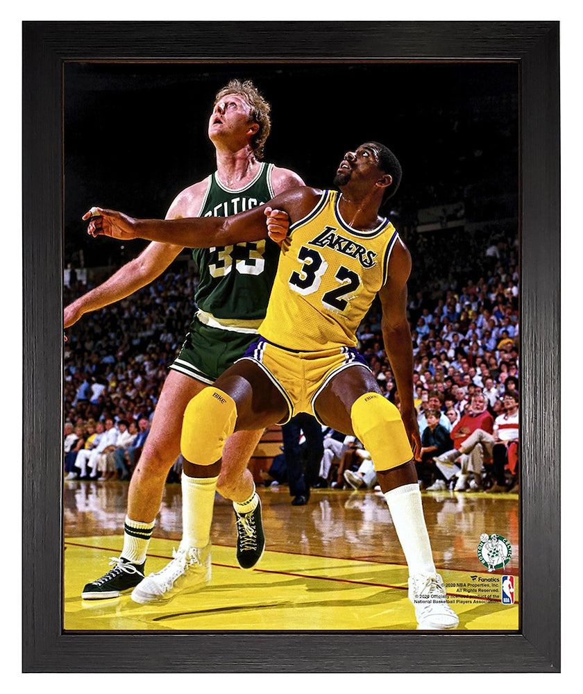 Boston Celtics Larry Bird & The Los Angels Lakers Magic Johnson Under The Boards Framed 8x10 Photo