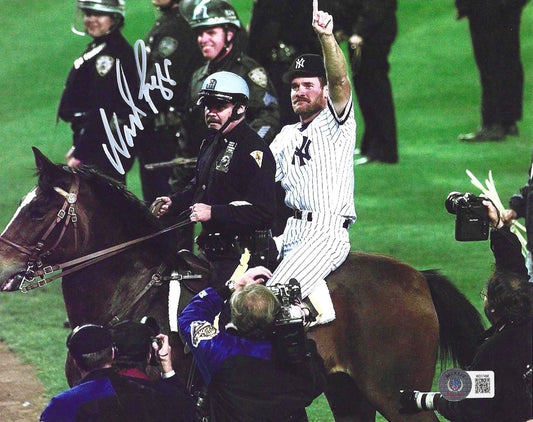 New York Yankees Wade Boggs Rides A Police Horse Around Yankee Stadium Ater Winning The 1996 World Series. Oct. 26th, 1996Autographed 8x10 Photo Picture Becketts Certified