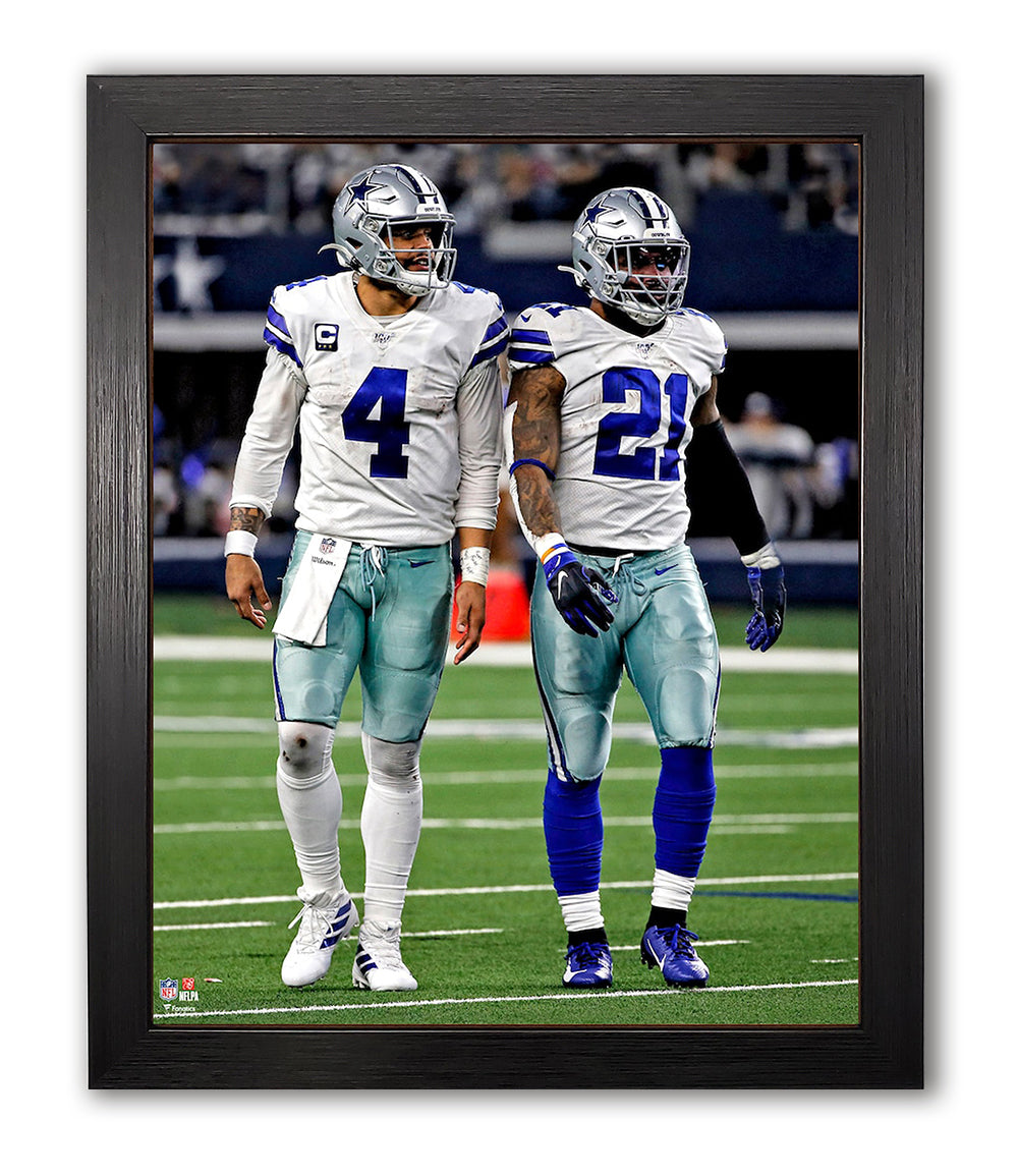 Dallas Cowboys Dak Prescott & Zeke Elliott During a Game At AT&T Stadium Framed 8x10 Photo Picture