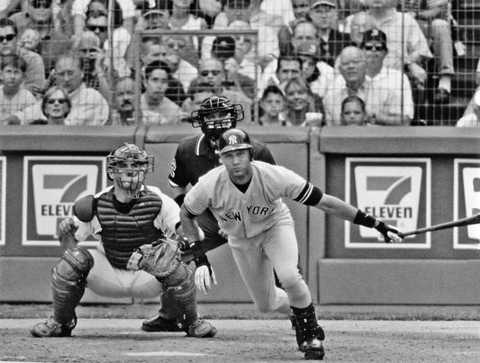 The New York Yankees Derek Jeter Hits One in 1996 Photograph