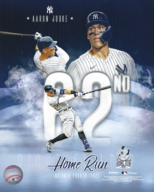 New York Yankees Arron Judge Hits Home Run 62, Commemorative 8x10 Photo Picture
