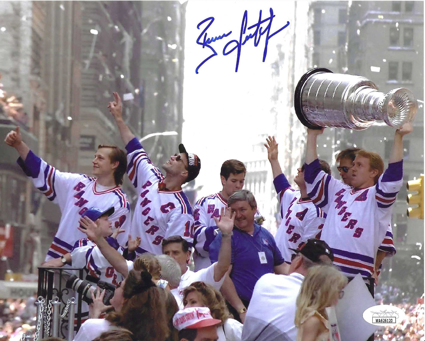 New York Rangers Brian Leetch Autographed 1994 Stanley Cup Victory Parade Celebration 8x10 Photo Picture on June 17, 1994 Media 1 of 4