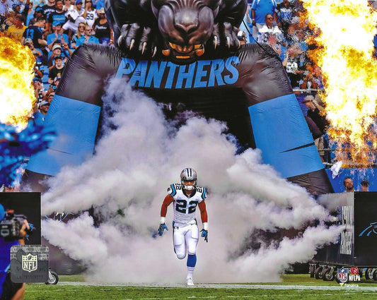 Carolina Panthers Running Back Christian McCaffrey Running Out Of The Tunnel 8x10 Action Photo Picture.