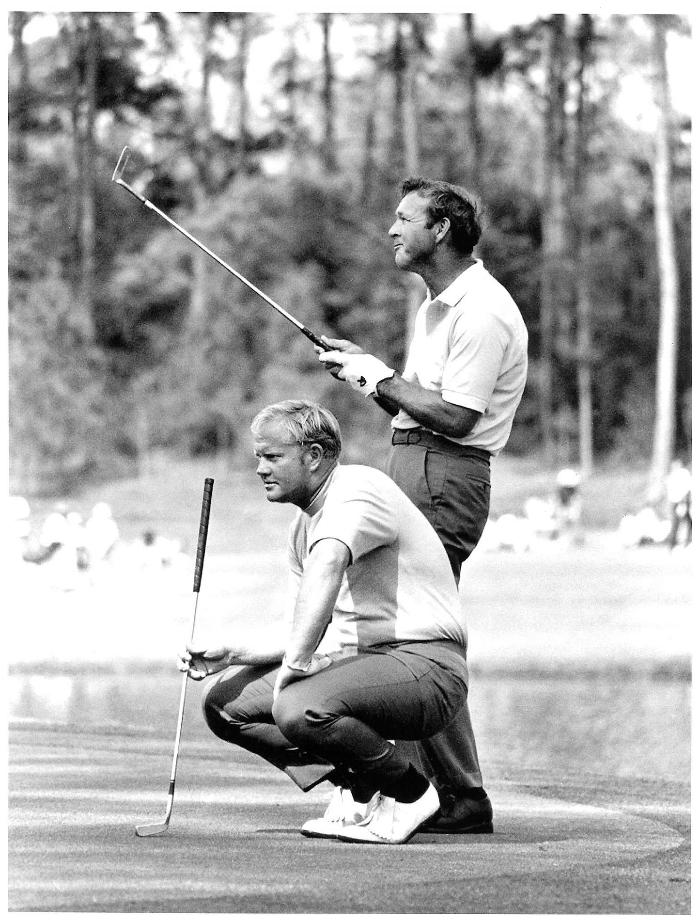 Arnold Palmer and Jack Nicklaus together in the 1972 Masters, 8x10 Photo