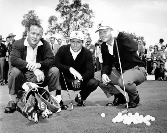 Arnold Palmer, Jack Nicklaus And Gary Player together at the 1972 Masters, 8x10 Photo