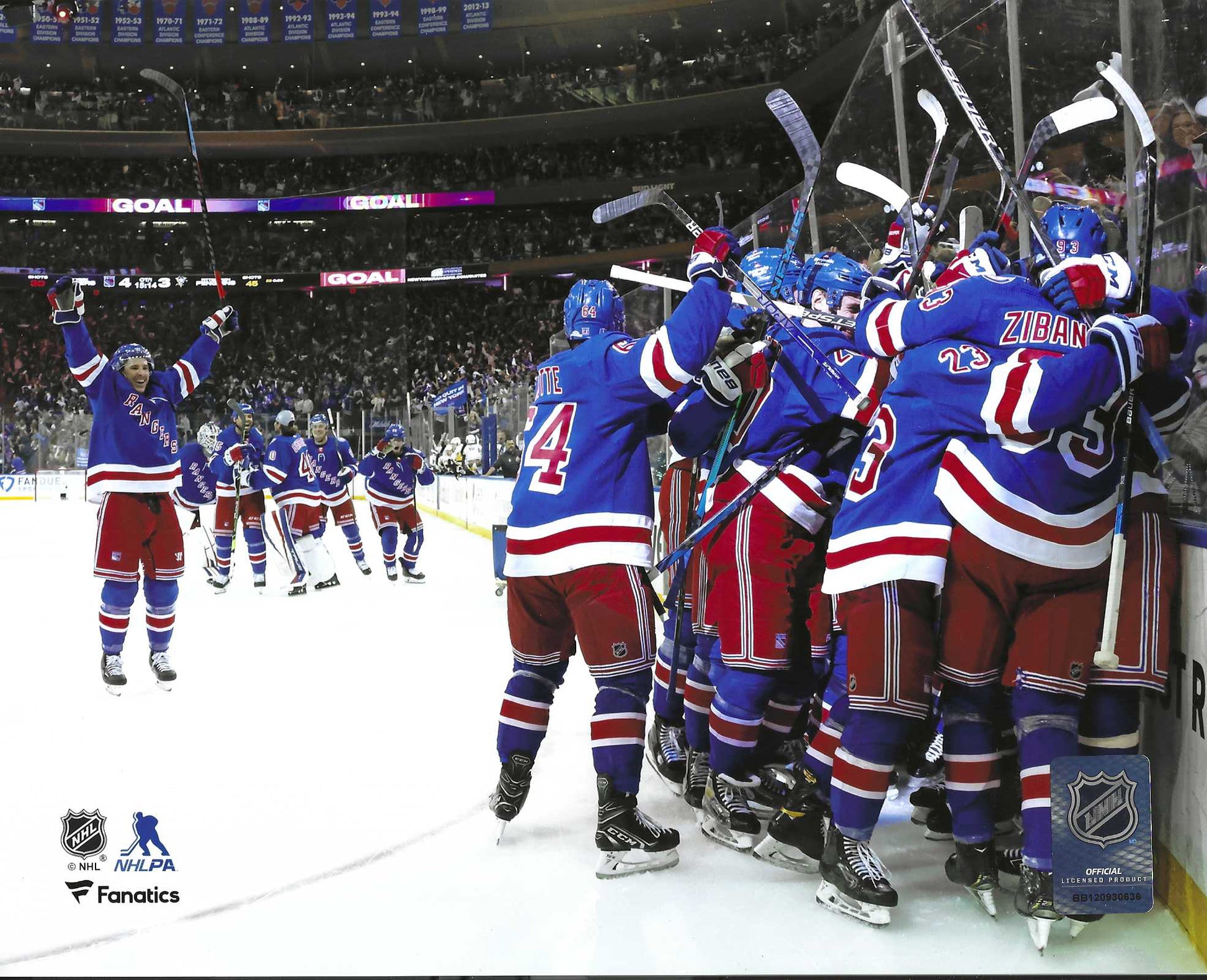 New York Rangers 2022 Stanley Cup Playoffs Round 1 Game 7 Overtime Team Celebration 8x10 Photo Picture