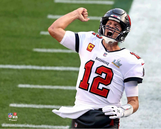 The Tampa Bay Buccaneers Tom Pumped Up During S.B. LV 8x10 Photo