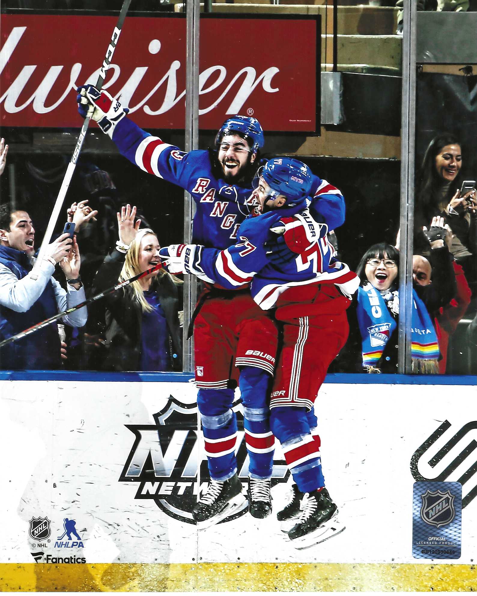 The New York Rangers Mika Zibanejad Five Goal Game Overtime Goal Celebration 8x10 Photo Picture